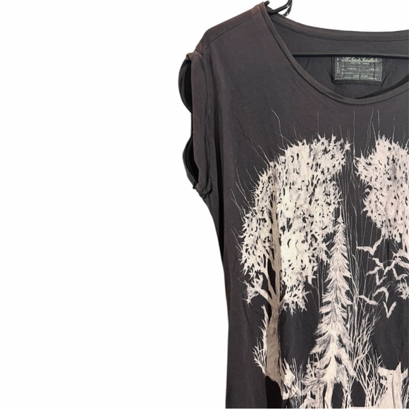 AllSaints AllSaints Spitalfields Dark Gray Tunic with White Nature Skull Graphic - Picture 7 of 14
